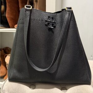 Tory Burch Black Leather Tote Bag